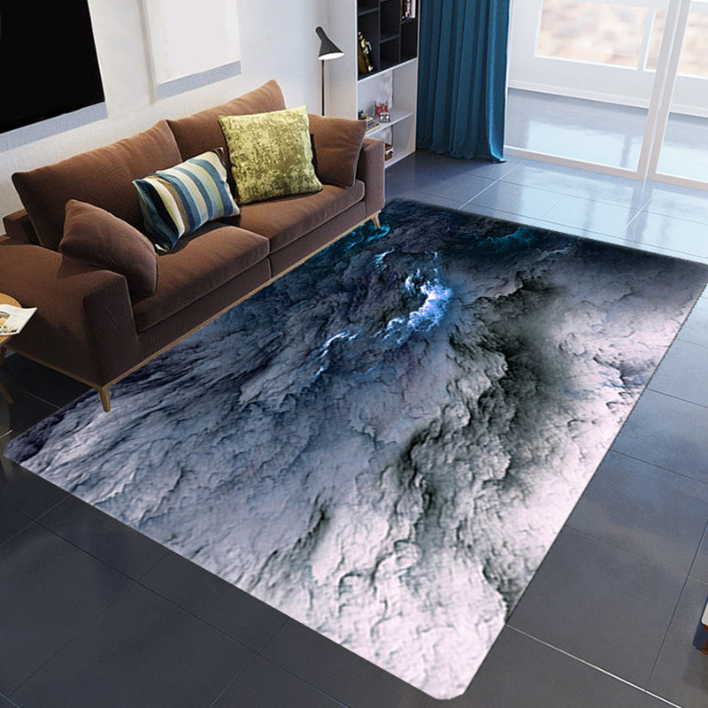 Kalsten | Magnificent 3D Evening Clouds Rug Multicolor Modern Rug Synthetic Washable Stain Resistant Nonslip Back Rug for Living Room