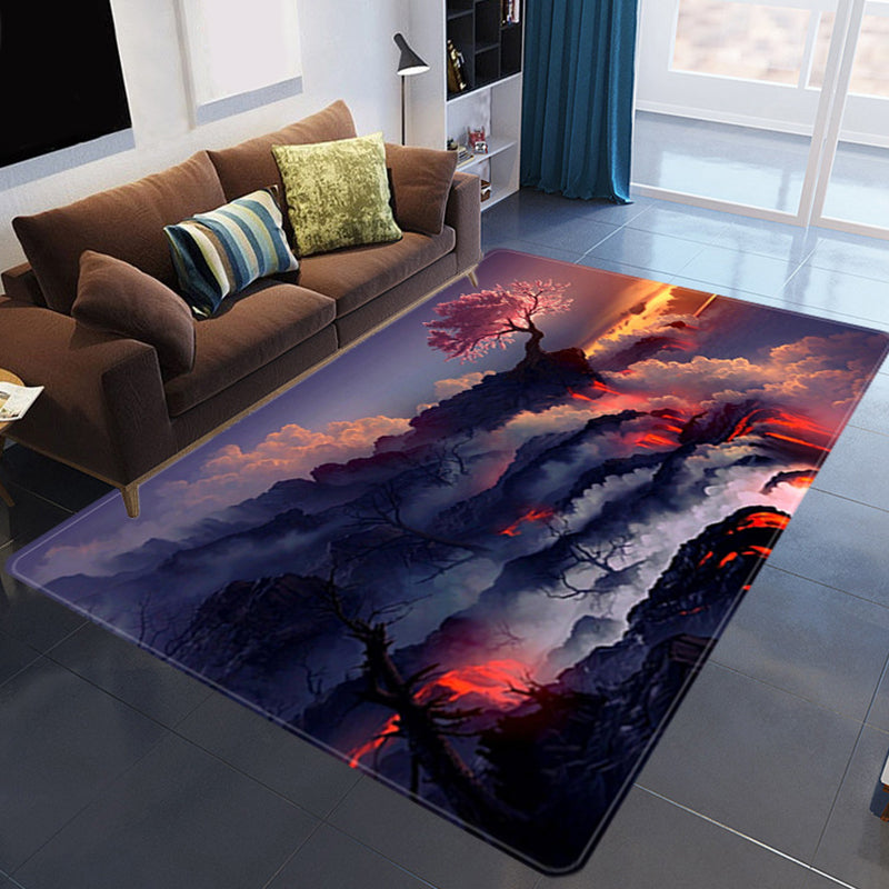 Kalsten | Magnificent 3D Evening Clouds Rug Multicolor Modern Rug Synthetic Washable Stain Resistant Nonslip Back Rug for Living Room
