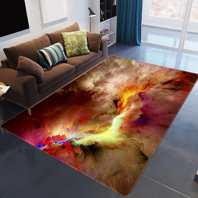 Kalsten | Magnificent 3D Evening Clouds Rug Multicolor Modern Rug Synthetic Washable Stain Resistant Nonslip Back Rug for Living Room
