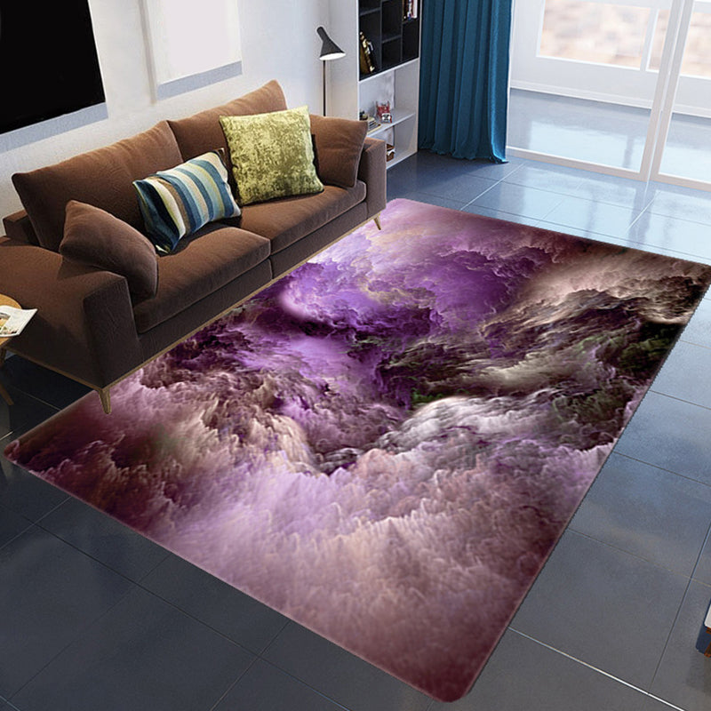 Kalsten | Magnificent 3D Evening Clouds Rug Multicolor Modern Rug Synthetic Washable Stain Resistant Nonslip Back Rug for Living Room