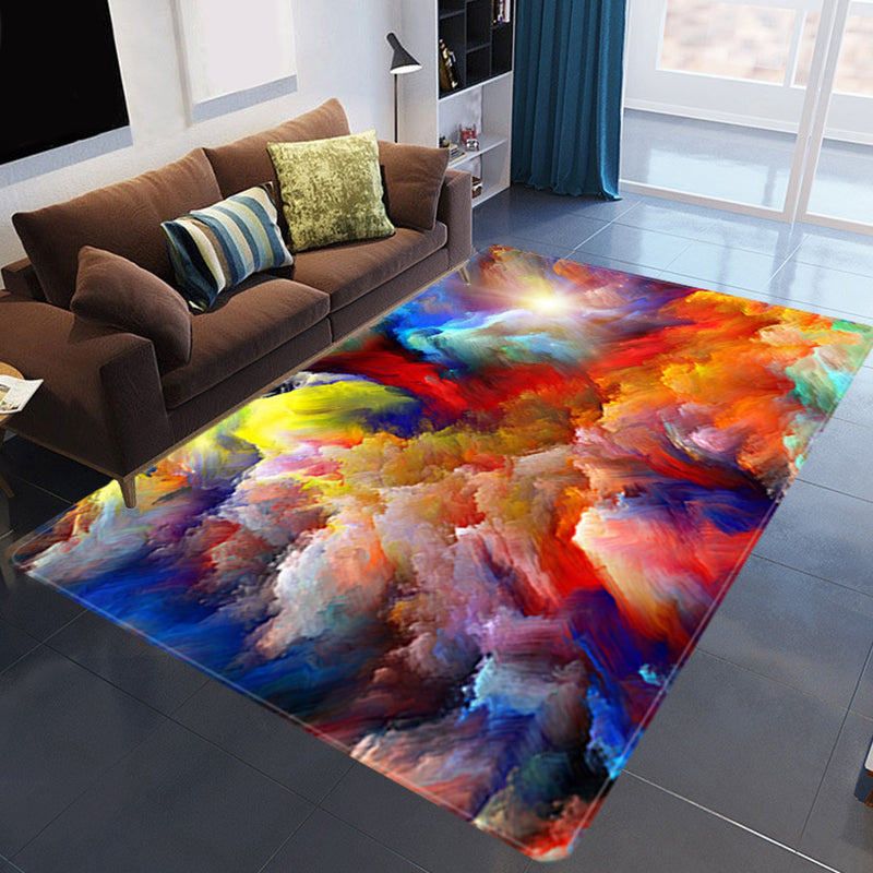Kalsten | Magnificent 3D Evening Clouds Rug Multicolor Modern Rug Synthetic Washable Stain Resistant Nonslip Back Rug for Living Room