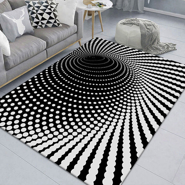 Kalsten | Modern Brain Deception 3D Carpet Black Synthetic Area Rug Machine Washable Stain Resistant Non-Slip Rug for Living Room
