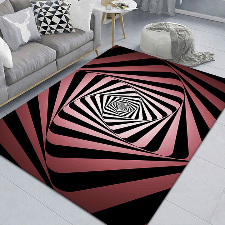 Kalsten | Modern Brain Deception 3D Carpet Black Synthetic Area Rug Machine Washable Stain Resistant Non-Slip Rug for Living Room