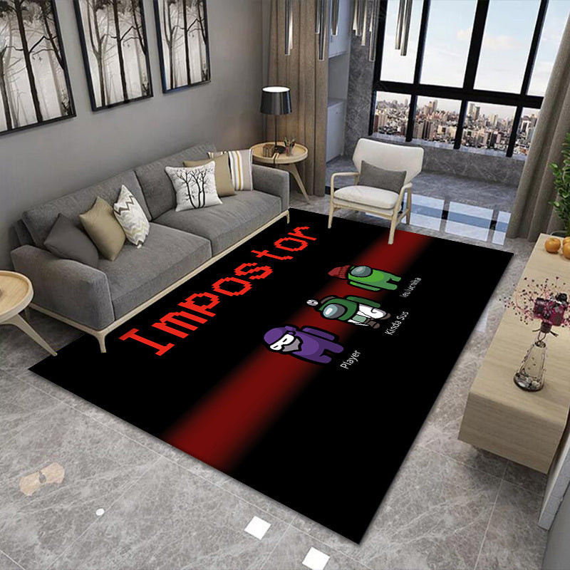 Kalsten | Modern Brain Deception 3D Carpet Black Synthetic Area Rug Machine Washable Stain Resistant Non-Slip Rug for Living Room