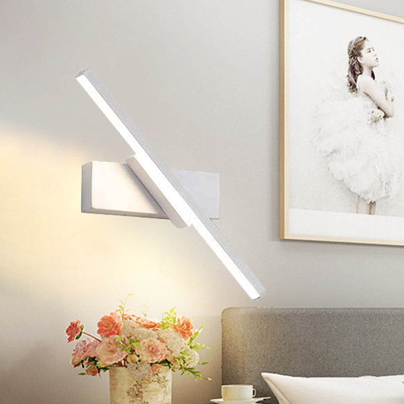 Rotatable Acrylic Linear LED Sconce Light Simplicity Black/White Wall Lighting Fixture, White/Warm Light | Kalsten