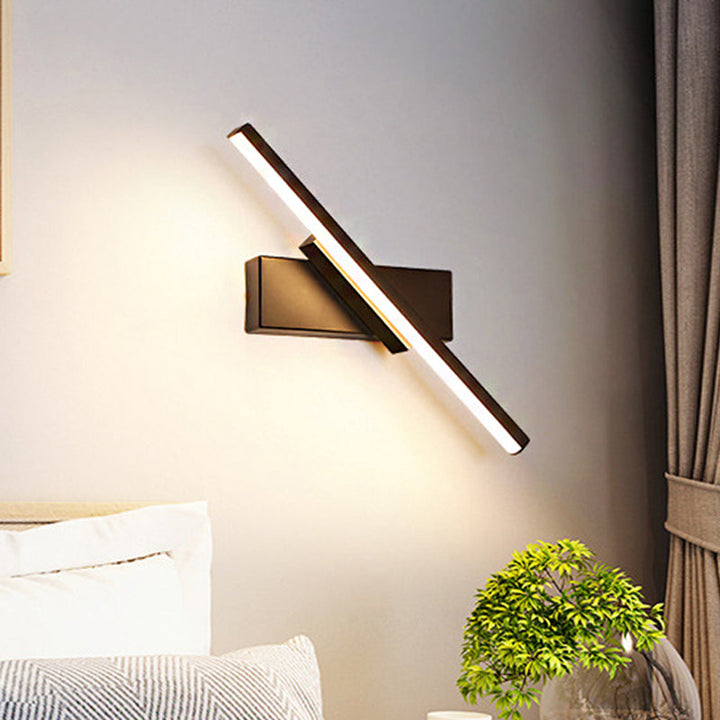 Rotatable Acrylic Linear LED Sconce Light Simplicity Black/White Wall Lighting Fixture, White/Warm Light | Kalsten