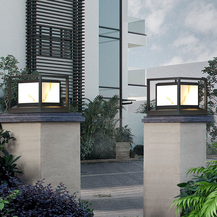 Modern Solar Square Chinese Outdoor Column Head Light LED Lawn Landscape Light | Kalsten