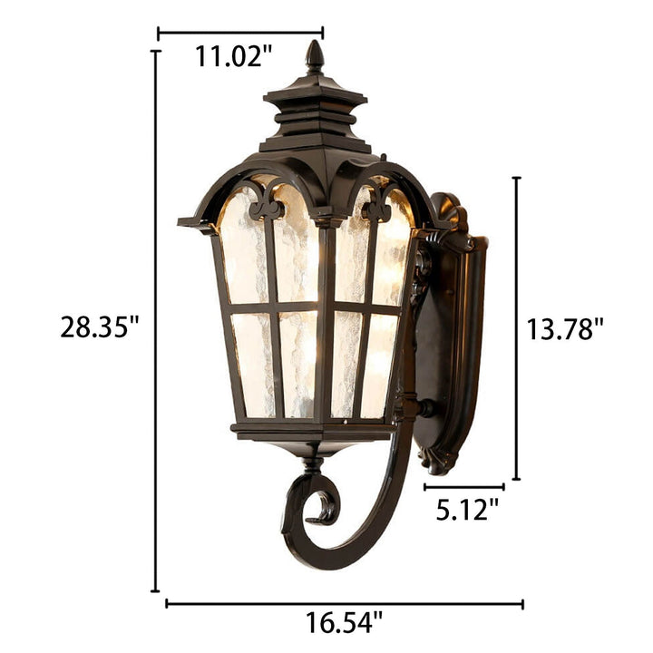 European Retro Glass Aluminum Lantern Outdoor Waterproof 1-Light Wall Sconce Lamp | Kalsten