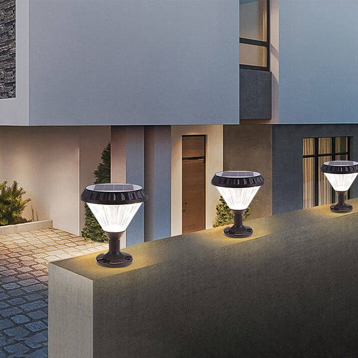 Modern Black Solar Die-Cast Aluminum Glass Outdoor Patio Waterproof Column Head Light | Kalsten