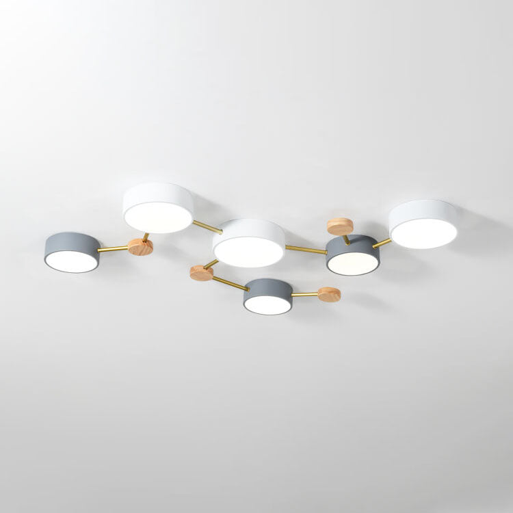 Flush Mount Ceiling Light Iron Solid Wood Acrylic 36W 23.6 in Gray Modern Hallway Living Room Bedroom Lighting | Kalsten