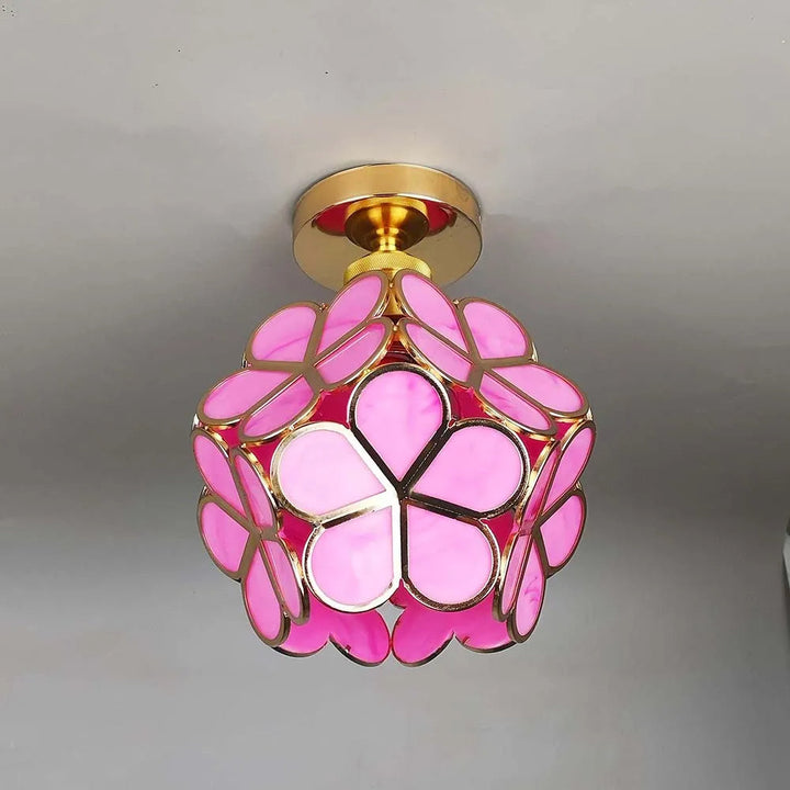 Artistic Glass Ceiling Lamp with Floral Pattern - FlowerHall | Kalsten
