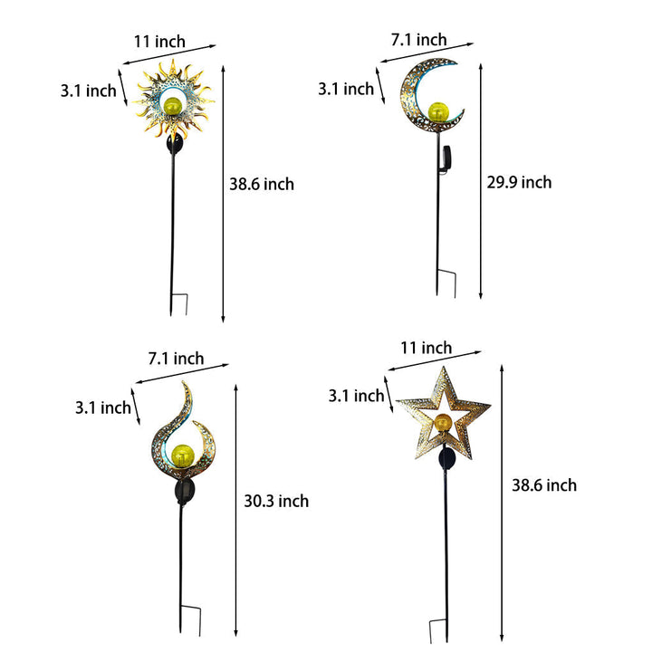 Iron Moon Flame Creative Hollow Projection Cracked Glass Solar Lawn Lights | Kalsten