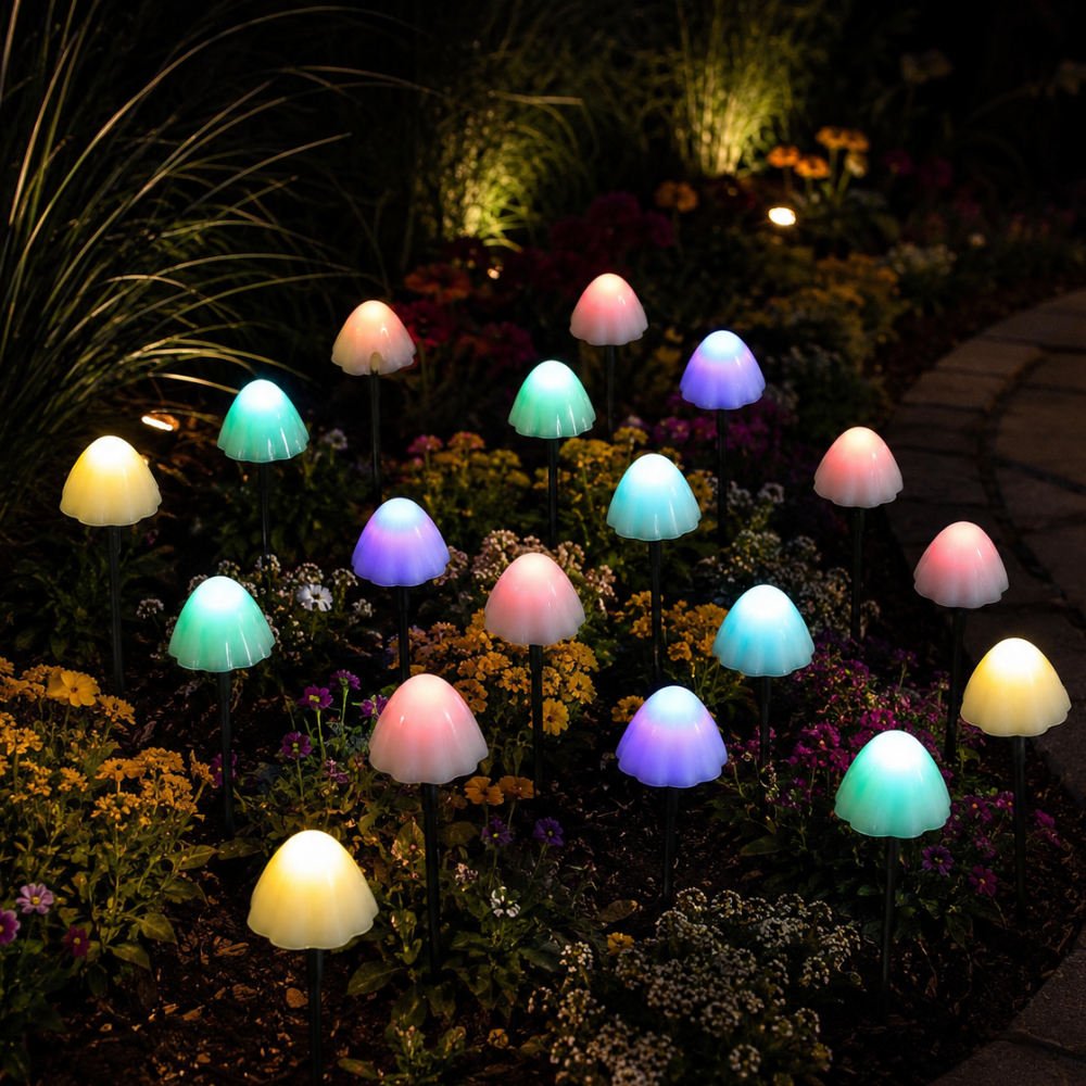 MushroomGlow Solar String Lights