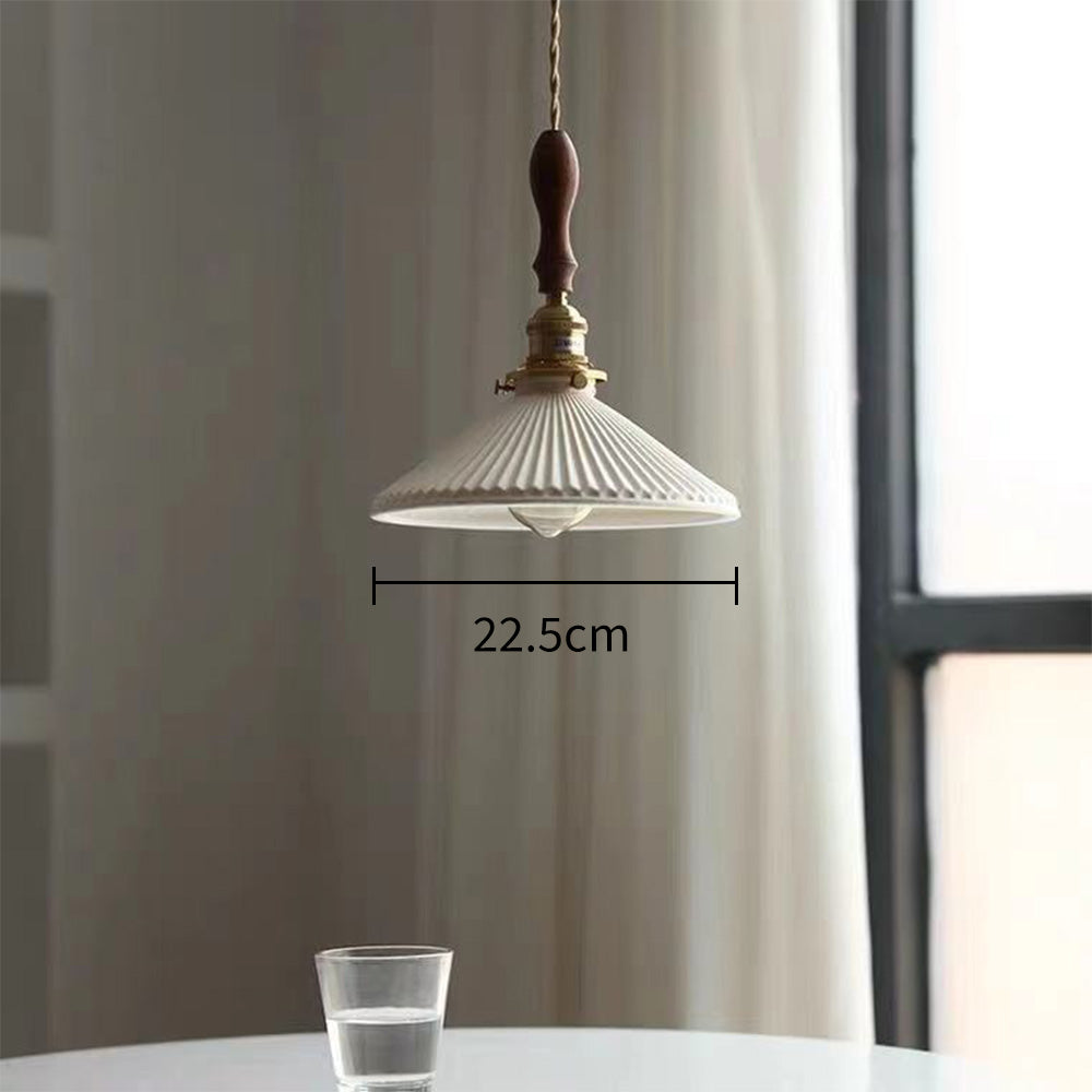 Modern Ceramics Retro Pleated Pendant Light For Living Room | Kalsten