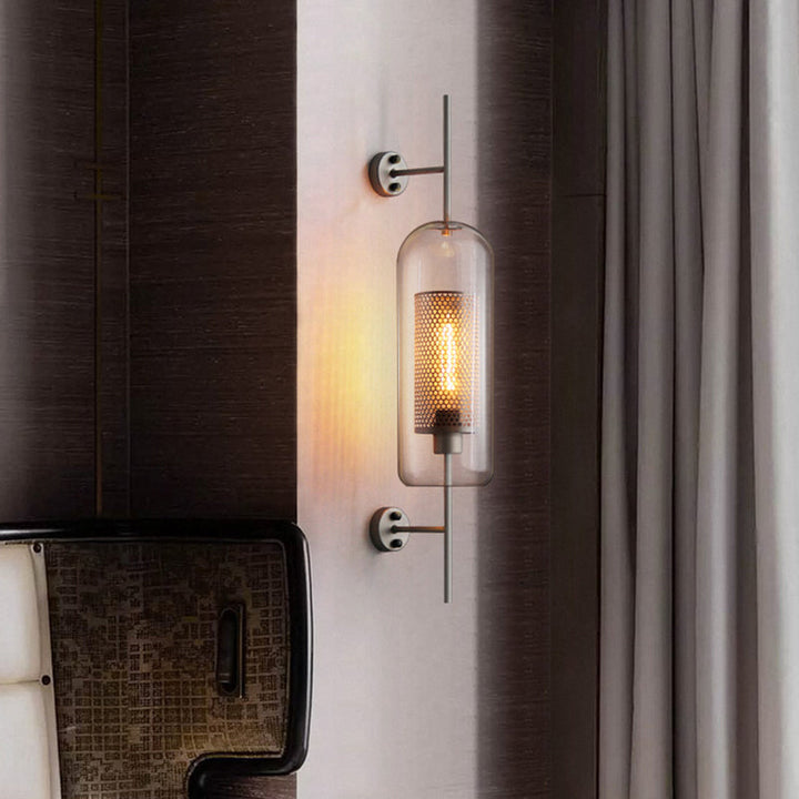 Clear Glass Geometric Wall Lamp Simplicity Single-Bulb Corridor Wall Light Fixture | Kalsten