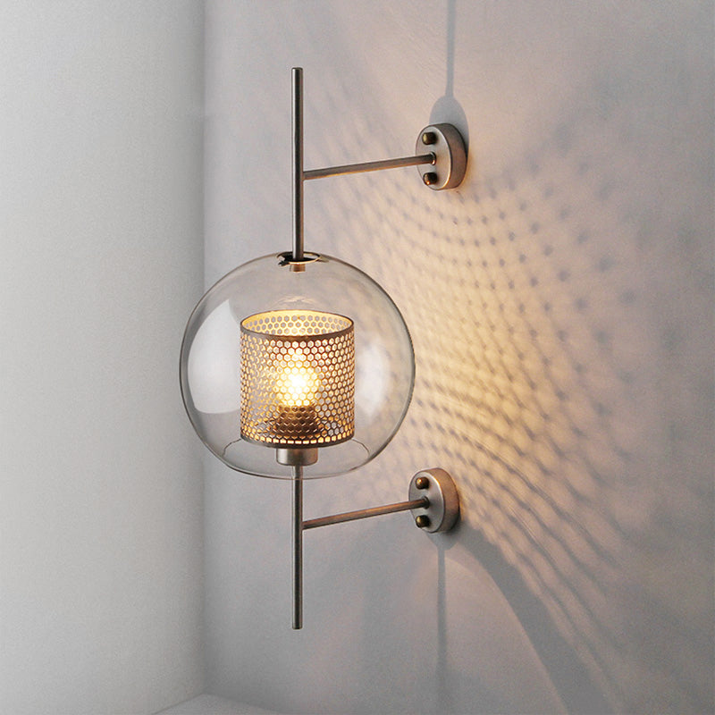 Clear Glass Geometric Wall Lamp Simplicity Single-Bulb Corridor Wall Light Fixture | Kalsten