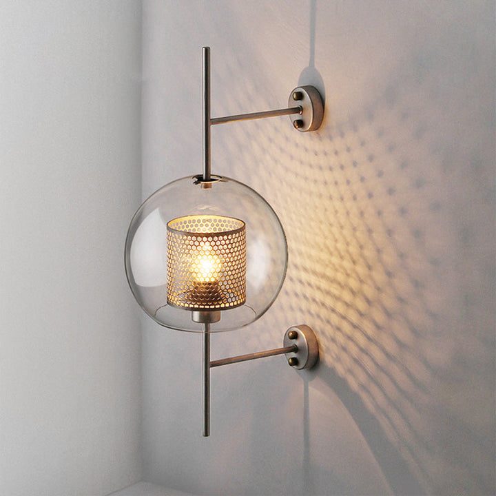 Clear Glass Geometric Wall Lamp Simplicity Single-Bulb Corridor Wall Light Fixture | Kalsten