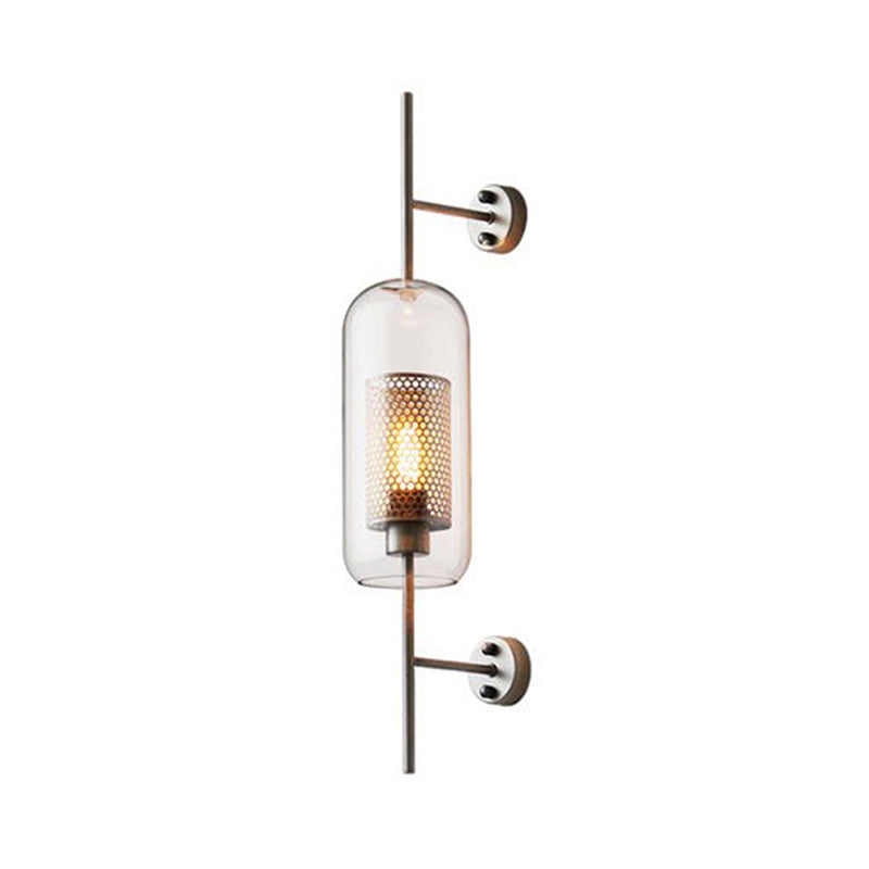Clear Glass Geometric Wall Lamp Simplicity Single-Bulb Corridor Wall Light Fixture | Kalsten