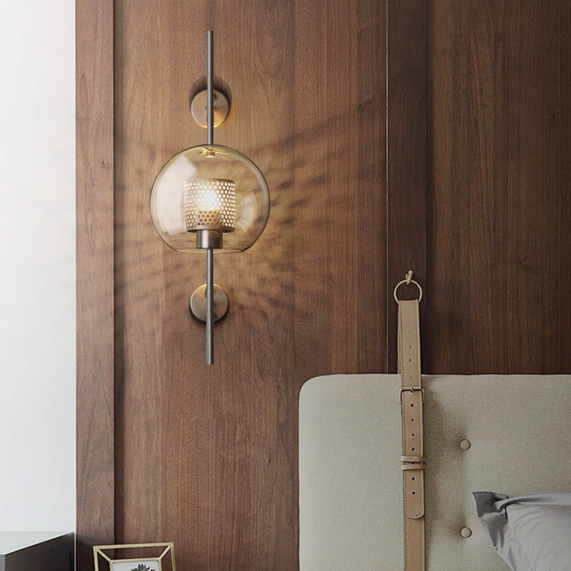 Clear Glass Geometric Wall Lamp Simplicity Single-Bulb Corridor Wall Light Fixture | Kalsten