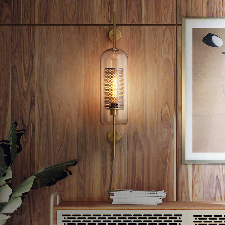 Clear Glass Geometric Wall Lamp Simplicity Single-Bulb Corridor Wall Light Fixture | Kalsten