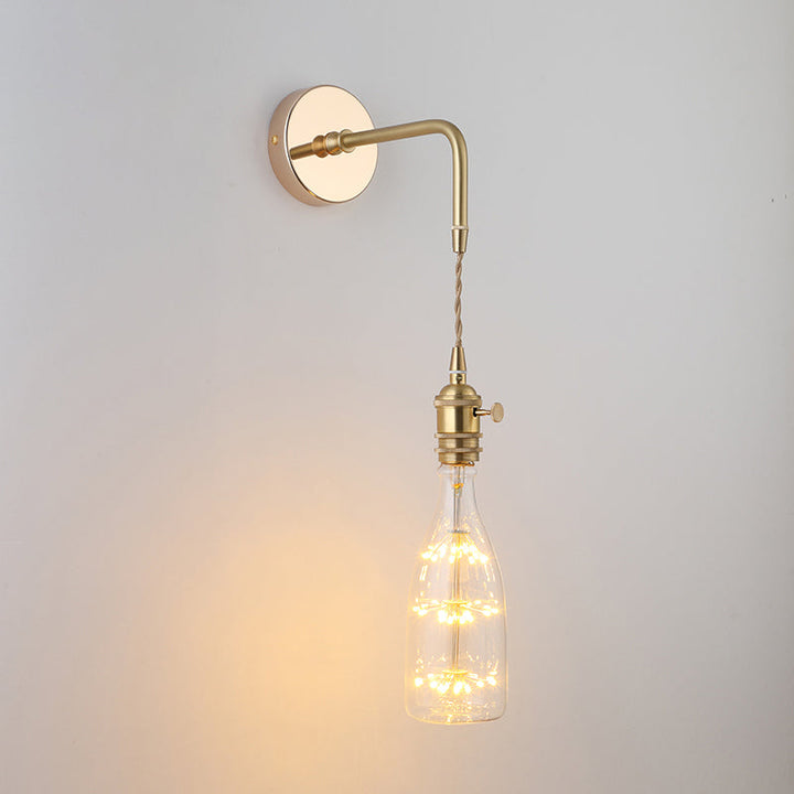 Shaded Glass Wall Light Fixture Vintage Single-Bulb Bedside Wall Mounted Lamp in Gold | Kalsten