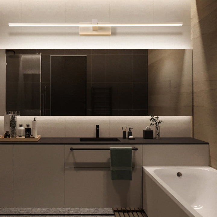 Linear Shaped Bathroom Wall Sconce Light Metallic Minimalist LED Vanity Lighting Ideas | Kalsten