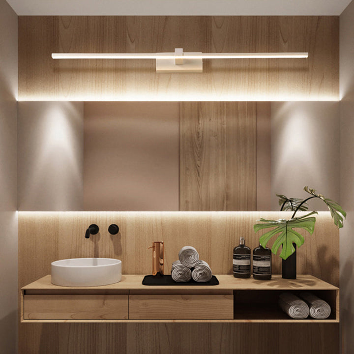 Linear Shaped Bathroom Wall Sconce Light Metallic Minimalist LED Vanity Lighting Ideas | Kalsten