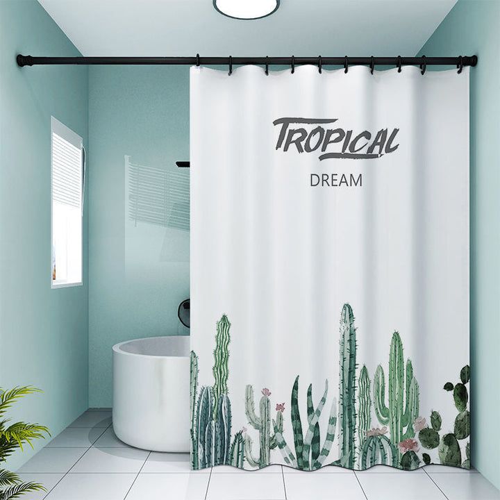 Tropical Cactus-Themed Shower Curtain Kalsten
