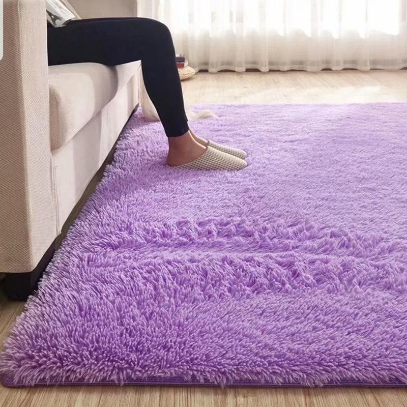 BowLift | Fluffy Plain Rug Multi Colored Casual Rug Synthetic Washable Pet Friendly Non-slip Carpet for Living Room
