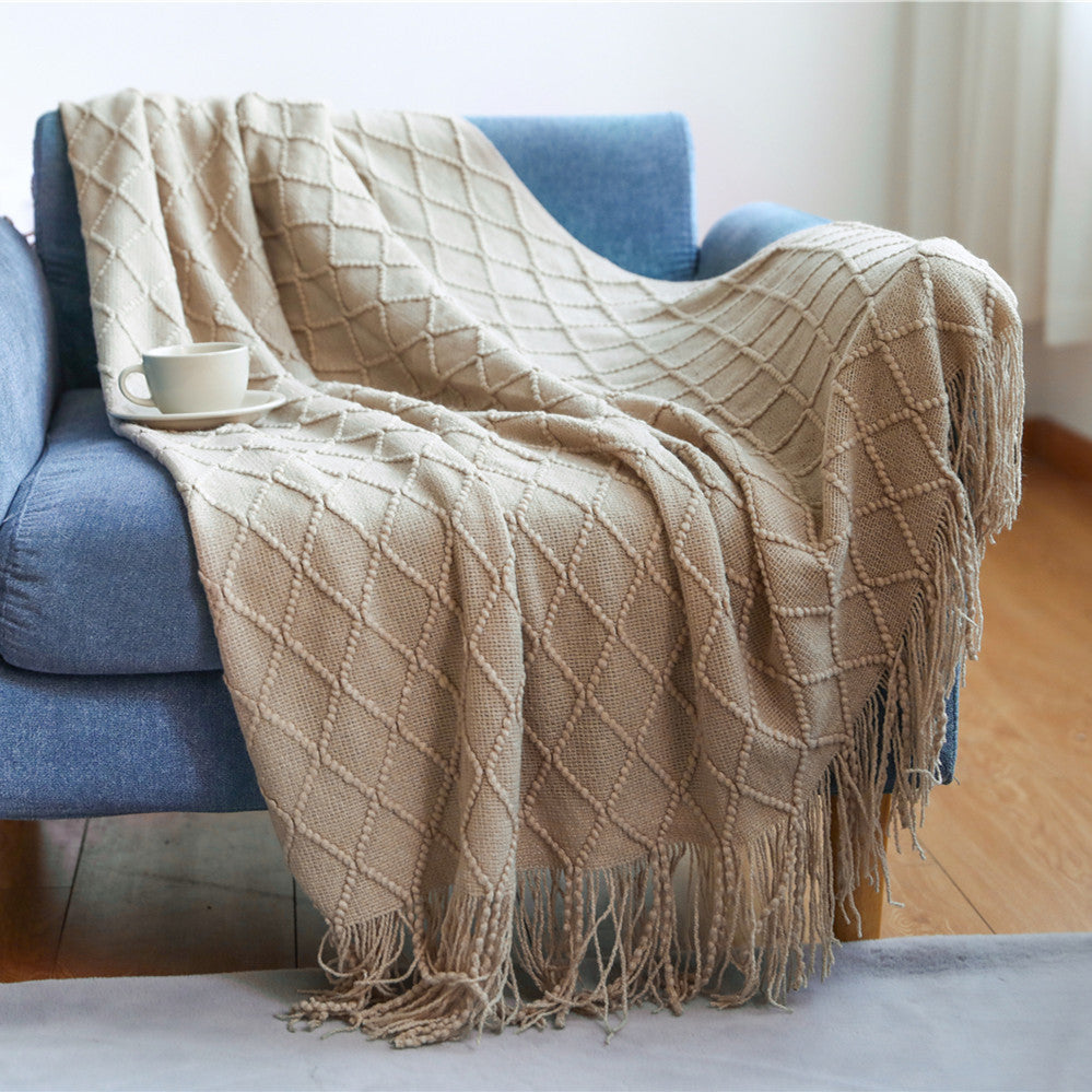 Women’s knitted blanket with textured wave pattern Kalsten