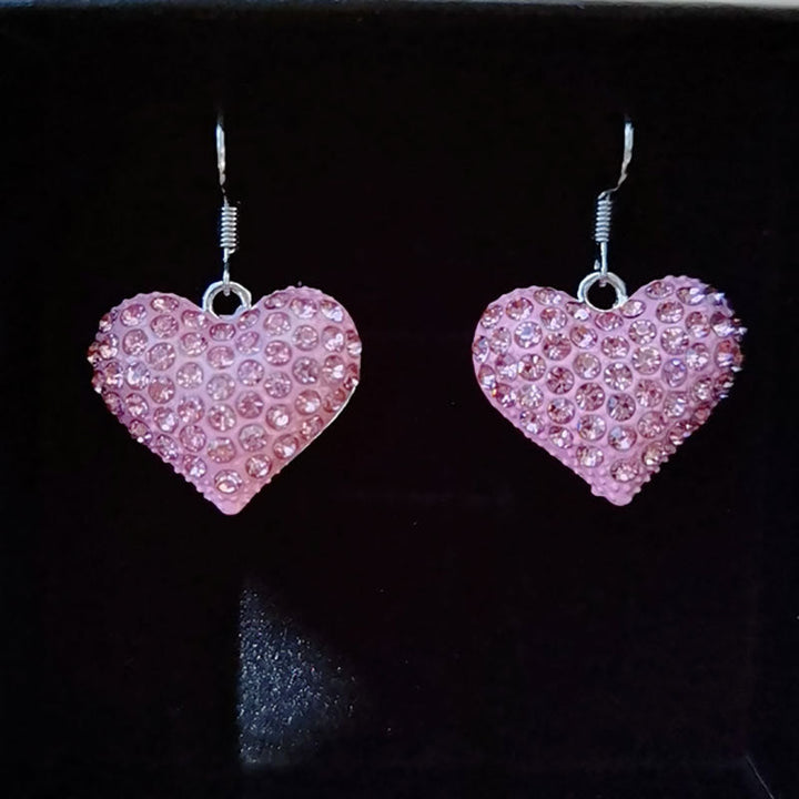 Heart-Shaped Crystal-Embellished Dangle Earrings Kalsten