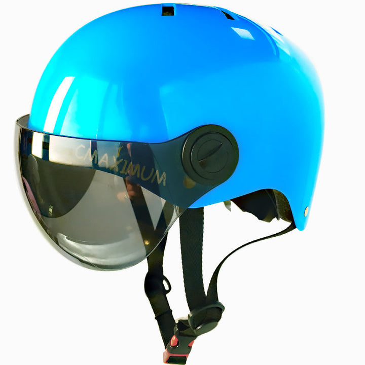 urban bicycle helmet with integrated tinted visor and adjustable chin strap Kalsten