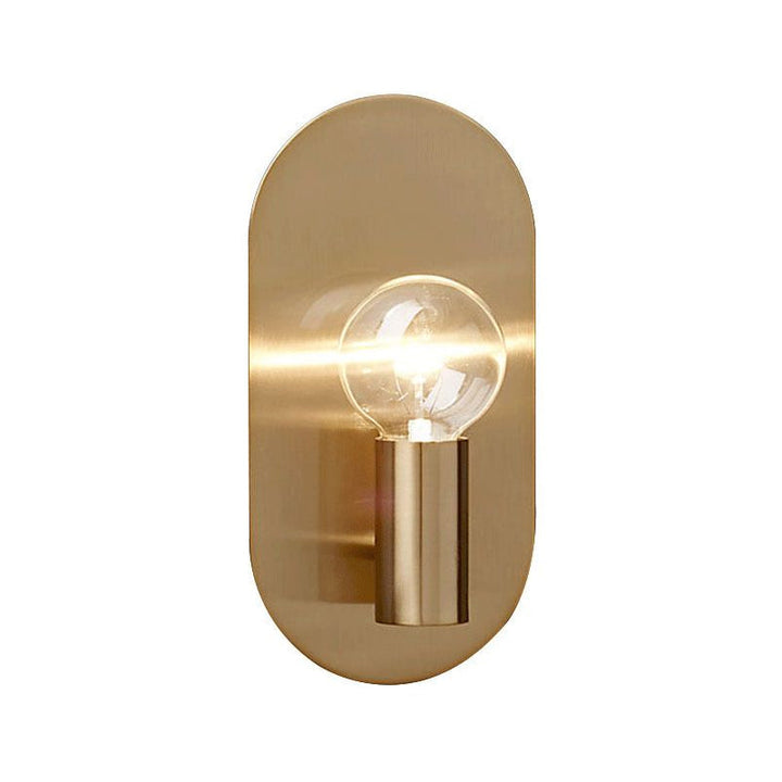 Exposed Bulb Design Sconce Light Postmodern Metal 1-Light Gold Finish Wall Light with Oval Backplate | Kalsten