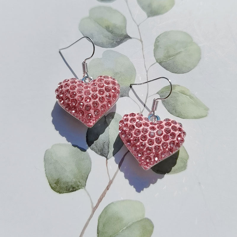 Heart-Shaped Crystal-Embellished Dangle Earrings Kalsten
