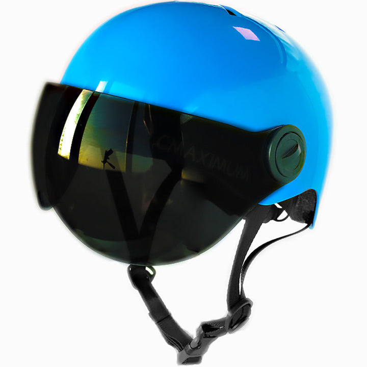 urban bicycle helmet with integrated tinted visor and adjustable chin strap Kalsten