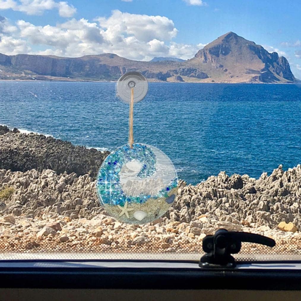 Kalsten | Sea glass sun catcher - Ocean breaking wave beach ornament