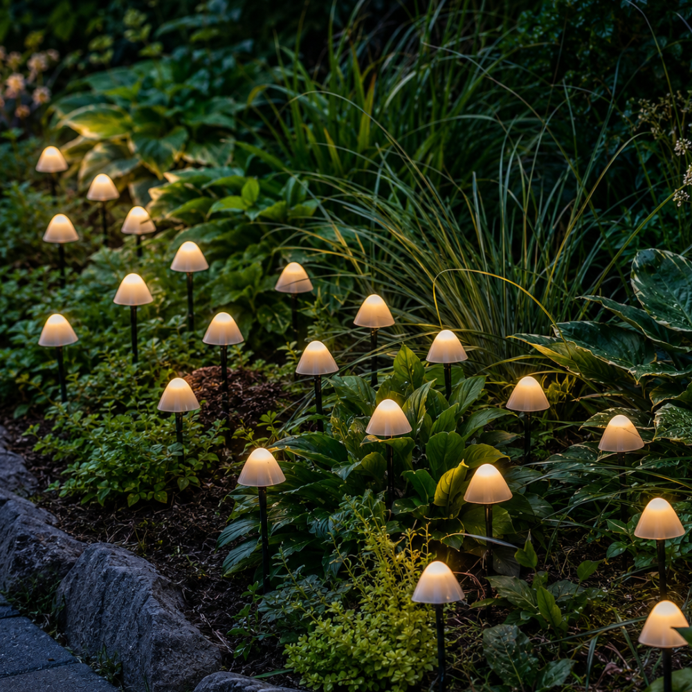 MushroomGlow Solar String Lights