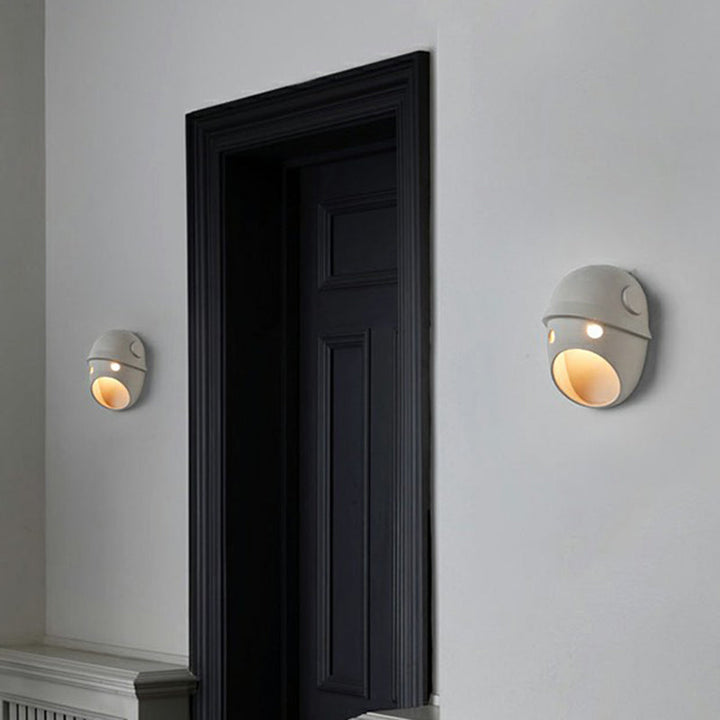 Decorative Funny Face Expression Wall Sconce Resin Bedroom LED Wall Mounted Light in Grey | Kalsten