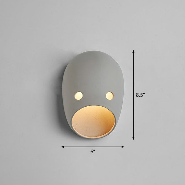 Decorative Funny Face Expression Wall Sconce Resin Bedroom LED Wall Mounted Light in Grey | Kalsten