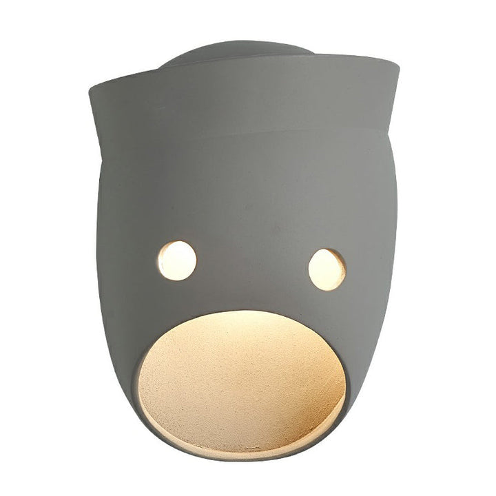 Decorative Funny Face Expression Wall Sconce Resin Bedroom LED Wall Mounted Light in Grey | Kalsten
