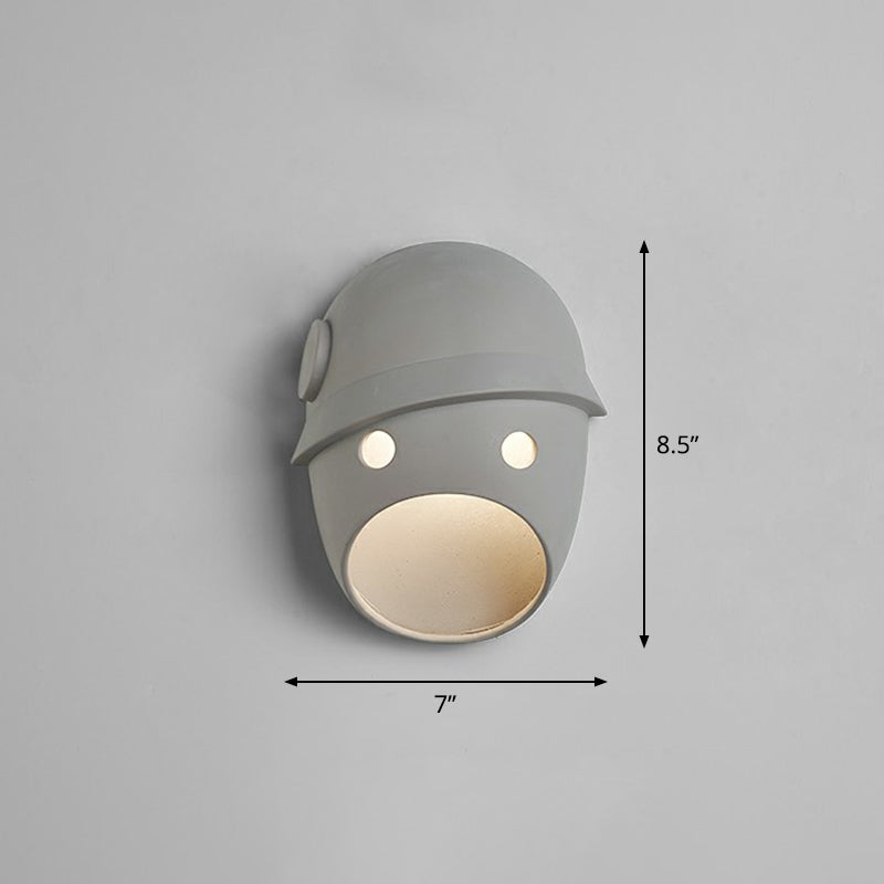 Decorative Funny Face Expression Wall Sconce Resin Bedroom LED Wall Mounted Light in Grey | Kalsten
