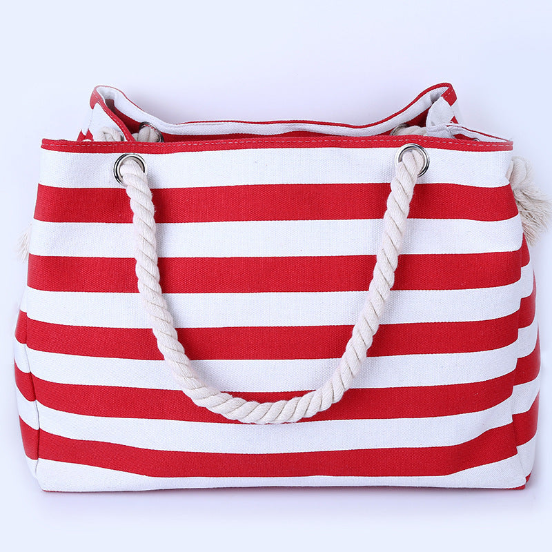 Spacious and Stylish Beach Bag with Maritime Stripe Pattern Kalsten