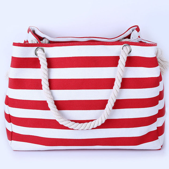 Spacious and Stylish Beach Bag with Maritime Stripe Pattern Kalsten