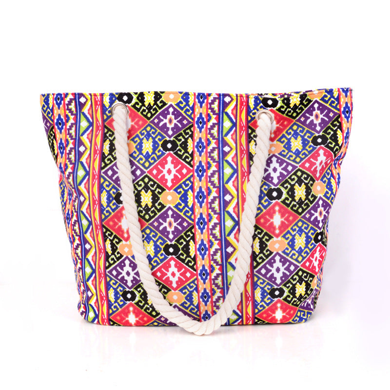 Large shopping bag with colorful ethnic pattern Kalsten