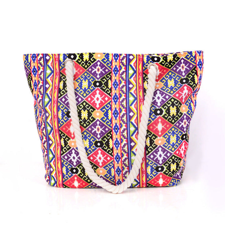 Large shopping bag with colorful ethnic pattern Kalsten