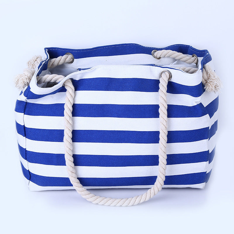 Spacious and Stylish Beach Bag with Maritime Stripe Pattern Kalsten