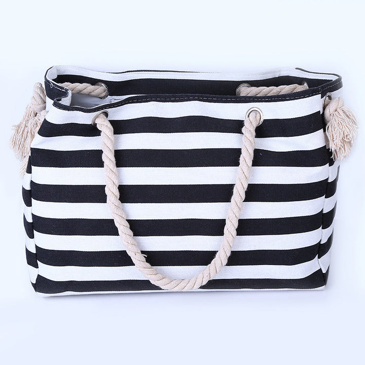 Spacious and Stylish Beach Bag with Maritime Stripe Pattern Kalsten