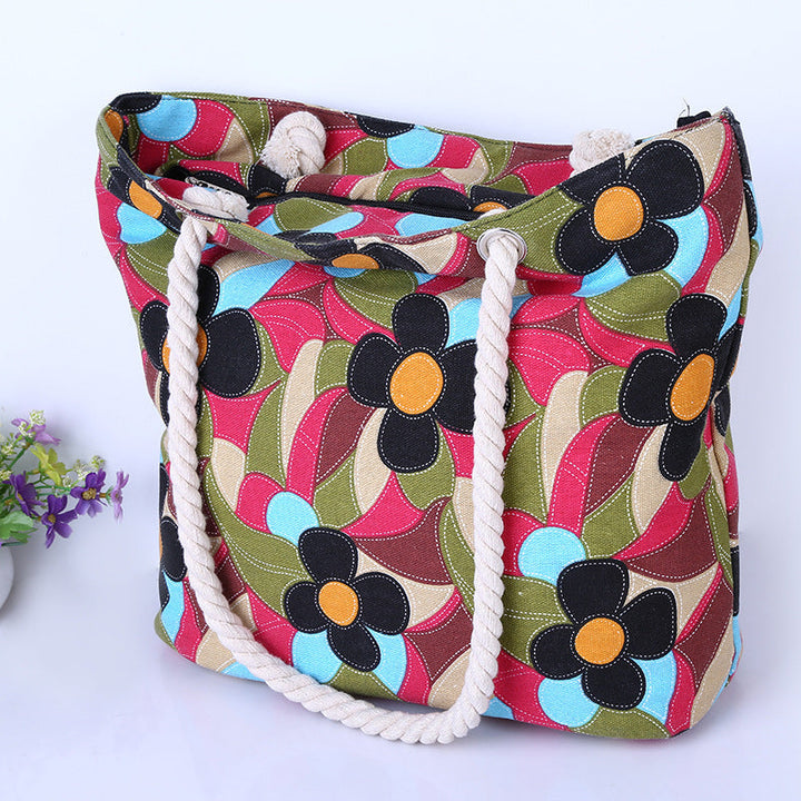 Large and Colorful Beach Bag with Floral Pattern Kalsten