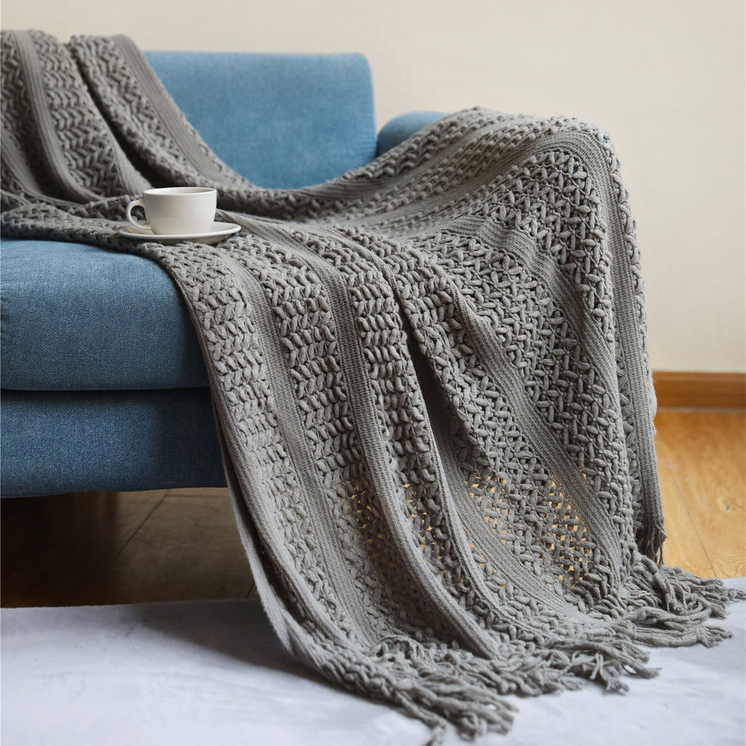 Women's Knit Blanket with Elegant Fringes Kalsten