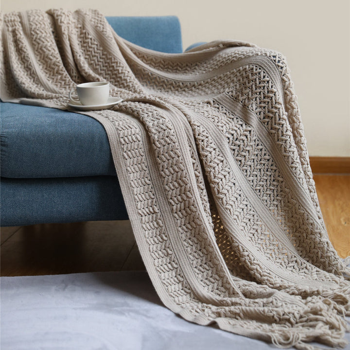Women's Knit Blanket with Elegant Fringes Kalsten